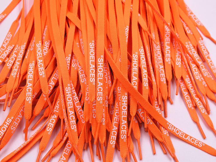橘色滌綸燙印鞋帶